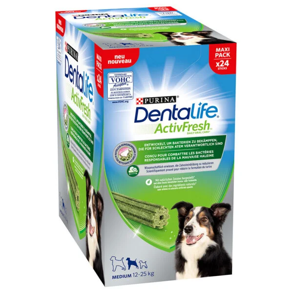 Purina Dentalife pamlsky 3 x balení - 2 + 1 zdarma - Dentalife Active Fresh pro střední psy 3 x 24 kusů