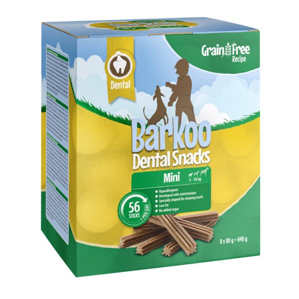 Výhodné balení Barkoo Dental Snacks 28 nebo 56 kusů – receptura bez obilovin - pro malé psy 56 ks (640 g)