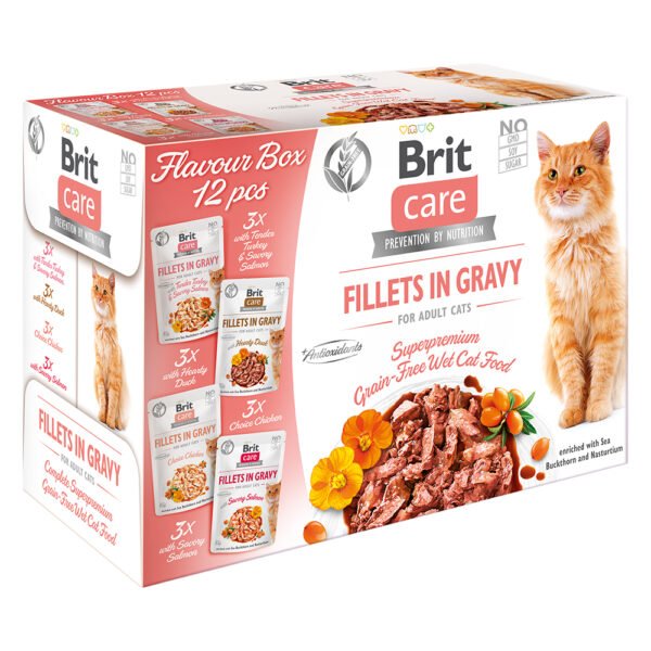 Brit Care Cat Fillets in Gravy 12 x 85 g -  výhodné balení: 2 x Flavour box