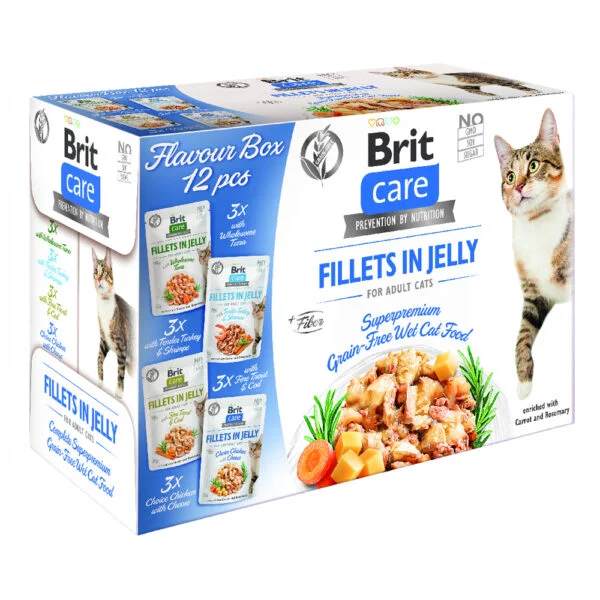 Brit Care Cat Fillets in Jelly 12 x 85 g - Flavour box