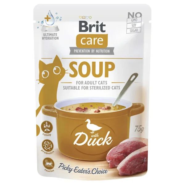 Brit Care polévka pro kočky 15 x 75 g - kachní