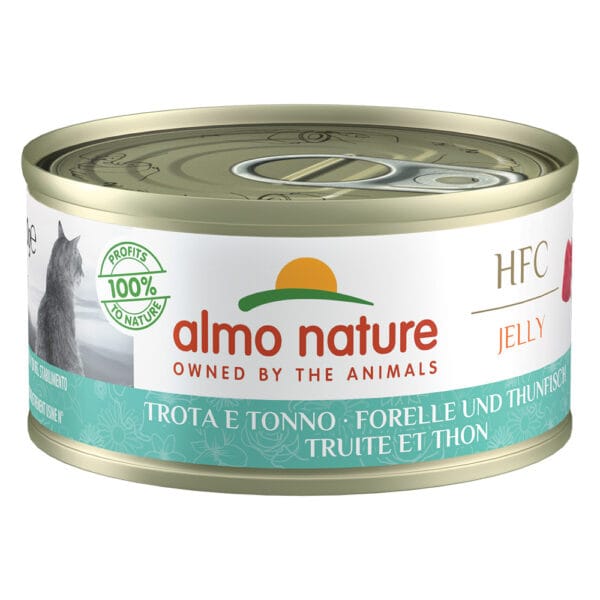 Almo Nature HFC Natural 24 x 70 g výhodné balení - pstruh s tuňákem v želé