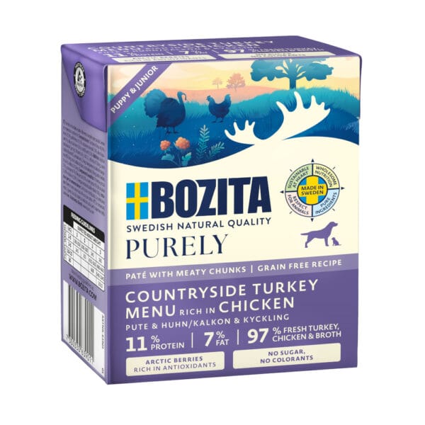 Bozita Purely Paté 6 ks (6 x 370 g) - Puppy & Junior s krůtím